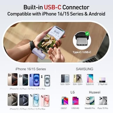 iWALK Portable Charger 5500mAh Next-Gen Small Power Bank 22.5W Fast Charging Battery USB-C Portable Phone Charger for iPhone 17/16/15 17 Plus 17 Pro Max iPad, Samsung Galaxy S25 S24 S23 Android,Purple - Image 3