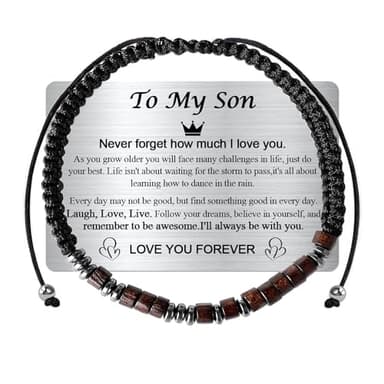 VOHIVI Teens Boys Gift Ideas: Morse Code 'I LOVE YOU' Bracelet for Son - Adjustable, Handmade Christmas Stocking Stuffers, Valentines, Easter Basket, Graduation Gifts - Image 1