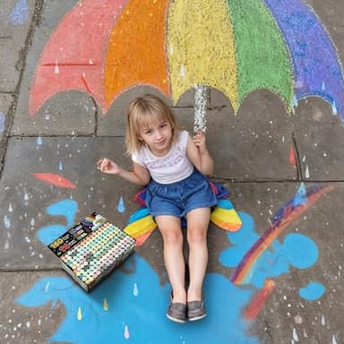 160 PCS Sidewalk Chalk for Kids - 14 Colors, 10 Glitter, 10 Neon Non-Toxic Washable Jumbo Chalks - Bulk Set of Outdoor Paint for Kids and Toddlers - Chalkboard Toys - Big Bucket Chalk for Party - Image 7