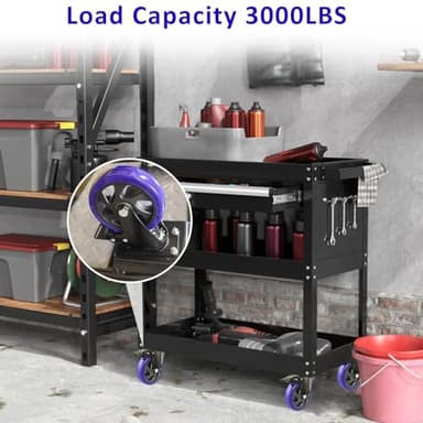 6 Inch Caster Wheels 3000lbs,Heavy Duty Casters Set of 4 with Brake, No Noise Polyurethane Swivel Caster Wheels for Cart,Furniture,Workbench(Free Screws & Spanners) - Image 5