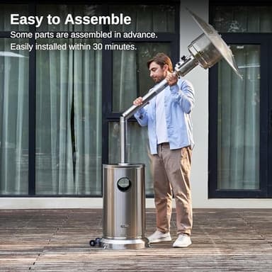 EAST OAK 48,000 BTU Patio Heater for Outdoor Use With Round Table Design, Double-Layer Stainless Steel Burner and Wheels, Outdoor Patio Heater for Home and Commercial, Stainless Steel - Image 5