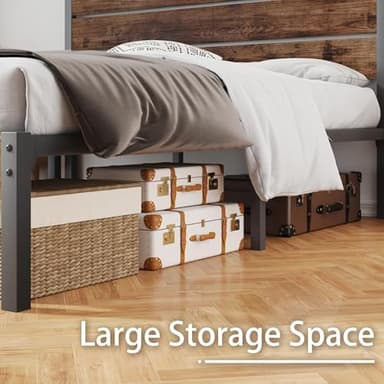 Fluest Queen Bed Frame with Headboard and Footboard, with Under Bed Storage, All-Metal Support System, No Box Spring Needed, Easy Assembly,Rustic Brown - Image 4