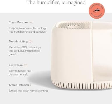 Canopy Bedside Evaporative Humidifier - 36 HR Run Time, 2.5L Capacity - No Mist - Help Alleviate Symptoms of Allergies, Flu, Cold, Dry Skin Includes Humidifier, Unwind Aroma, Filter - White - Image 3