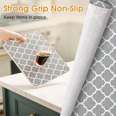 COAVAS Shelf Liner for Cabinets & Drawers Non Slip, No Adhesive Drawer Liners for Dresser, Kitchen, Shelves, Thick Shelf Paper Waterproof, Cut-to-Size (Gray, 12IN x 10FT) - Image 4