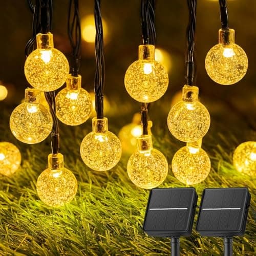 Solar String Lights Outdoor Waterproof, 2 Pack 60 LED 36.5 FT Each, Solar Powered Patio Lights with 8 Lighting Modes for Garden Yard Porch Wedding Party Decor (Warm White) - Image 1