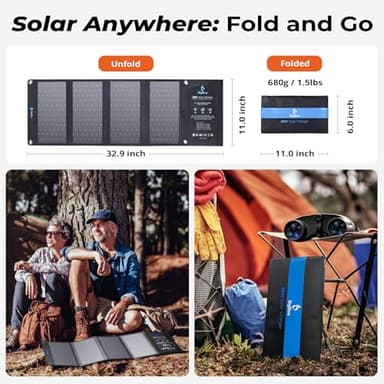 [Upgraded] BigBlue 3 USB Ports 28W Solar Charger(5V/4.8A Max), Portable Foldable Solar Panel for Camping, IP44 Waterproof, Compatible with iPhone 11/XS/XS Max/XR/X/8/7, iPad, Samsung Galaxy LG etc. - Image 6