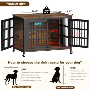 EasyCom 42"/41"/33" Dog Crate Furniture with Name Tag, XL Heavy Duty Dog Kennel Indoor for Large and Medium Dogs, Double-Doors Sturdy Dog Cage for Anxiety Dog, Decorate House as TV Stand - Image 9