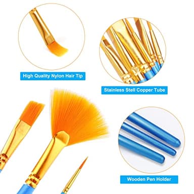 AROIC Painting Brush Set, 20 Packs /240 Pcs, Nylon Brush Head, Suitable for Oil and Watercolor, Perfect Suit of Art Painting, Best Present for Painting Enthusiasts. - Image 3