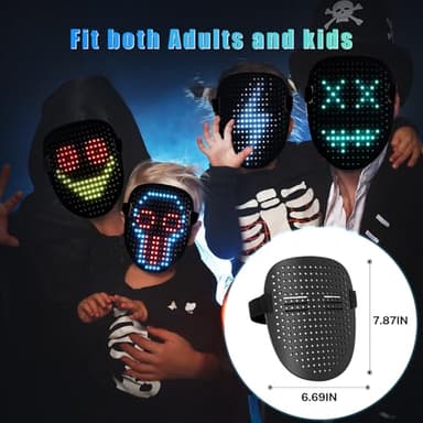 Mr.Pang LED Mask Light up Mask with Gesture Sensing, Cool Face Transforming Mask, Perfect Gifts for Halloween Christmas Birthday Cosplay Party - Image 5