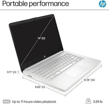 HP 14" Student-Laptop with Copilot AI office365, Quad Core Intel Processor N150(Up to 3.6GHz) 16GB RAM 256GB Storage(128GB UFS + 128GB Ghost Manta SD Card) Win11 - Image 7