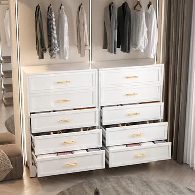 Metal Dresser Tall White Dresser for Bedroom Chest,53.54" H White Drawer Chest, Closet Dressers & Chests of Drawers for Living Room, Hallway (5 Drawers) - Image 7