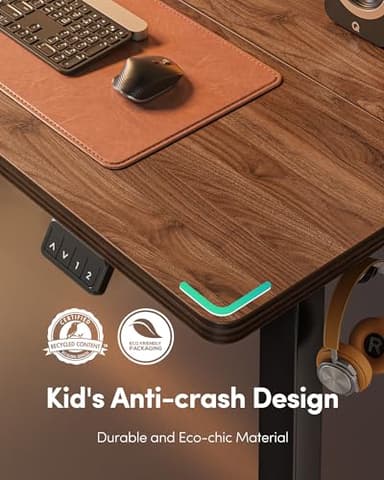 FEZIBO Electric Standing Desk, Height Adjustable Stand up, 48 x 24 Inches Sit Stand Home Office, Computer Desk, Black Walnut - Image 9