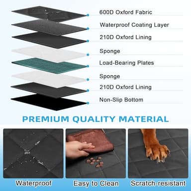 Kytely Back Seat Extender for Dogs,Hard Bottom Dog Car Seat Cover for Back Seat Support 400lb, Waterproof Dog Car Hammock Travel Bed for Car SUV Truck - Image 8