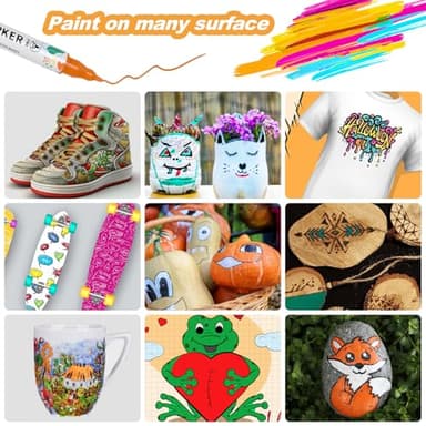 KEMYR 24 Colors Acrylic Paint Pens, Dual Tip Acrylic Paint Markers for Paper, Wood, Canvas, Stone, Rock Painting, Glass, Fabric, DIY, Ceramic, Art Supplies for Kids and Adults Drawing (Dot + Fine) - Image 4