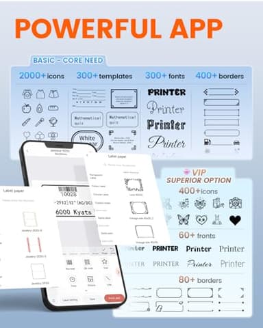 Ponek Label Maker, M100 Address Label Maker, Barcode Label Printer with 2000 Icons and 300 Templates, Bluetooth Thermal Label Printer for Small Business, Home, Logo, Office, School, Black - Image 7