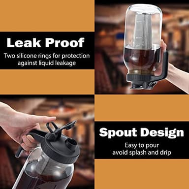 Cold Brew Mason Coffee Maker - 64oz Iced Coffee Pitcher with Stainless Steel Mixing Spoon & Super Dense Filter 3 Steps Finish Cold Brew Coffee, Classic BPA Free Sturdy Mason jar Pitcher Easy to Clean - Image 4