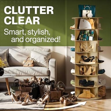 LOFT + IVY 7 Tier Rotating Shoe Rack Tower – 360° Spinning Storage Organizer, Modern Round Shoe Carousel for Closet, Entryway, Bedroom – Space Saving Rotating Lazy Susan Storage Tower - Image 6