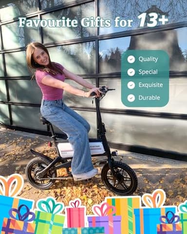 Gotrax Nano 14" Folding Electric Bike, Max Range 25Miles(Pedal-Assist) & Max Speed 15.5Mph, Power by 350W Motor, Adjustable Seat & Dual Fenders, Commuter Electric Bicycle for Adults/Teens White - Image 2