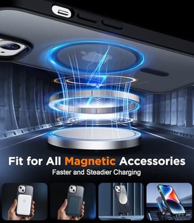 SPIDERCASE Designed for iPhone 14 Case/iPhone 13 Case, Magnetic Translucent [2 Pack Tempered Glass Screen Protector] Anti-Fingerprint Anti-Scratch for iPhone 14/13 6.1”, Black - Image 4