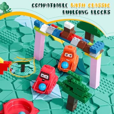 STEM Logic Road Builder Toys: Board Games Toys for 5 Year Old Kids Montessori Brain Teaser Puzzles Educational Learning Activities Toy for Kid Ages 3 4 6-8 12 Boys Girls Gifts (Blue, 50PCS) - Image 2