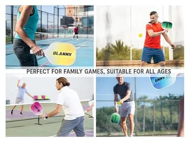 OLANNY Pickleball PaddlesPremium Rackets Face & Polymer Honeycomb Core Includes 4 Pickleball Paddles+ 2 Indoor Balls+ 2 Outdoor Balls+ 1 Portable Carry Bag - Image 7