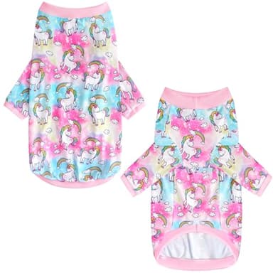 PriPre Dog Colorful Unicorn T Shirts Rainbow Pattern Printed Pet Shirt Softable Pajamas for Large Dog (3XL,Colorful) - Image 2