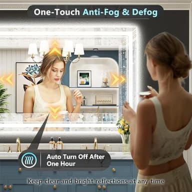 AWANDEE 55x36 LED Bathroom Mirror with Lights, Backlit + Front Lit, Anti-Fog Lighted Vanity Mirror for Bathroom Wall with 3 Colors, Stepless Dimmable, Memory, Shatter-Proof, Tempered Glass, ETL Listed - Image 5