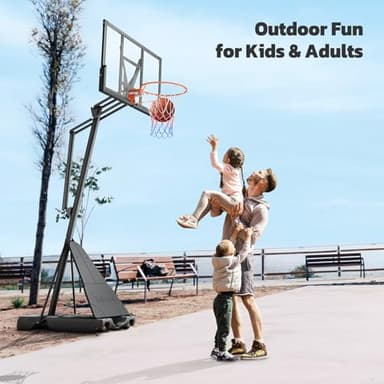 Yohood Basketball Hoop Outdoor Portable, 10ft Quickly Adjustable Basketball Goal System with 44 Inch PC Backboard & Wheels for Court/Backyard/Driveway - Image 4