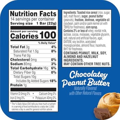 Rice Krispies Treats Crispy Rice Squares, Snack Bars, Chocolatey Peanut Butter, 10.8oz Box (14 Count) - Image 2