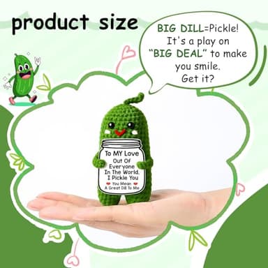 I Love You Gifts for Her Him, Birthday Christmas Gifts for Boyfriend Girlfriend, Wife, Husband, Couple, Romantic Gifts Anniversary Gifts for Women Men, Valentine's Day Gifts Handmade Crochet Pickle - Image 2