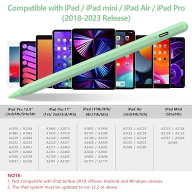 ​​​Stylus Pen for iPad 2018-2023 with Palm Rejection, Active Pencil for iPad 10th/9th/8th/7th/6th Generation, for iPad Pro 11/12.9 inch, for iPad Air 5th/4th/3th Gen, for iPad Mini 6th/5th Gen (Green) - Image 6