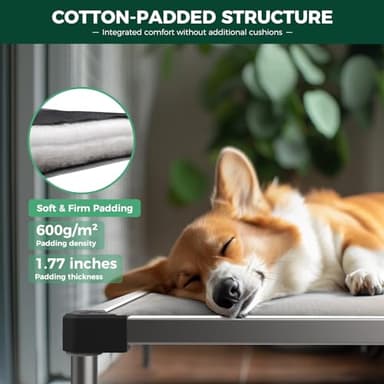 FXW TitanNest Chew-Proof Elevated Dog Bed, Raised Cot for Indoor/Outdoor/Camping Use, Durable & Washable Padded Pet Bed for Medium Dogs, 42.0" L x 27.0" W x 5.0" H, Gray - Image 2