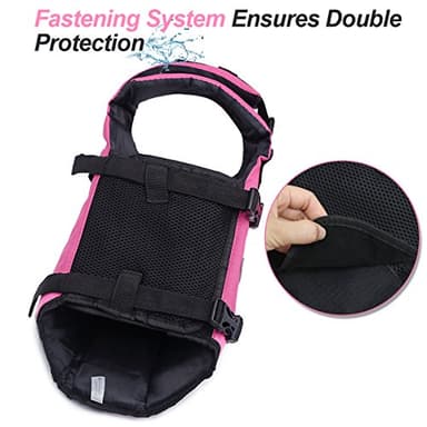 VIVAGLORY Rip Stop Dog Life Vest, Swimming Vest with Handle, Buoyancy for Doggy Puppy, Dog Life Jacket for Swimming & Boating, L, Pink - Image 4