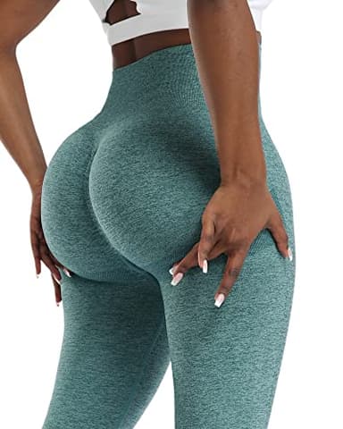 NORMOV 4 Piece Butt Lifting Workout Leggings for Women, Seamless Gym Scrunch Booty Lifting Sets(Black/Blue/Grey/Forest Green, L) - Image 2
