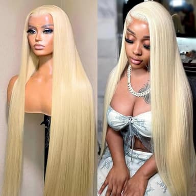 ENFLOKT 613 13x6 Lace Front Wig Human Hair 200% Density Straight Blonde Lace Frontal Wigs Human Hair Pre Plucked Blonde HD Lace Front Wig 24inch Glueless Wigs for Women - Image 2