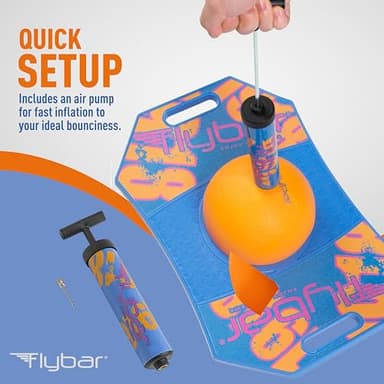 Flybar Pogo Trick Ball for Kids, Trick Bounce Board for Boys and Girls Ages 6+, Up to 160 lbs, Includes Pump, Easy to Carry Handle, Durable Plastic Deck Indoor, Outdoor Toy Pogo Jumper (Blue Dawn 2) - Image 2