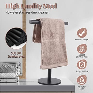 Bathroom Hand Towel Holder Stand，T-Shape Hand Towel Holder Stand SUS304 Stainless Steel Matte Black for Bathroom，Kitchen or Vanity Countertop - Image 4