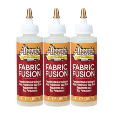 Aleene's Fabric Fusion Glue 4 oz 3-Pack, Permanent and Washable Adhesive, No-Sew Fabric Glue for Clothing, Denim, Polyester, Cotton, Flannel Materials, Dries Flexible - Image 1