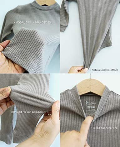 VAENAIT BABY Infant Toddler Kids Girls Long Sleeve Modal Sleepwear Pajamas 2pcs Set Rib Knit Red L - Image 4