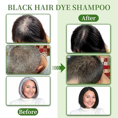 SHIHUANUO Black Hair Dye Shampoo 3 in 1 for Gray Hair Coverage, Herbal Ingredients Natural Shampoo Black Hair Dye for Women & Men/Ammonia-Free 520ml - Image 3