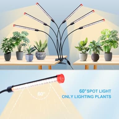 GameChanger! 54W, NOT 15W, 6Head Strong Clip Grow Lights for Indoor Plants with Timer, Best Gift for Plants Lover, LED Plant Growing Lamp for Houseplants, Bonsai, Seed Starting, Seedlings, VEG, Flower - Image 5