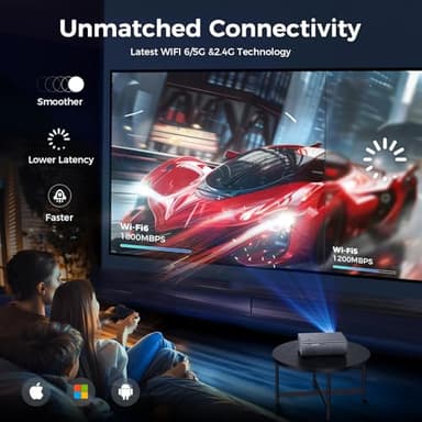 [Auto Focus] 4K Projector with WiFi6 and Bluetooth 5.2, 700ANSI Native 1080P Outside Outdoor Video Gaming Projectors Smart Home Movie Proyector Support Auto 6D Keystone for iOS/Android/TV Stick, Grey - Image 5