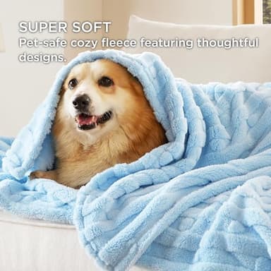 Bedsure Dog Blanket for Medium Dogs Washable - Fluffy Fuzzy Puppy Cat Blanket with Premium 300GSM Coral Fleece Soft for Pet Kitten Doggy, Blue, 30x40IN - Image 2