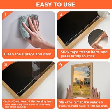 Strong Double Sided Tape Heavy Duty Double Sided Tape for Walls, 1.18" x 120" Clear & Tough Nano Tape Double Sided Mounting Tape, Removable Wall Tape for Hanging Picture, Poster, Carpet (10FT) - Image 7