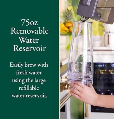 Café Specialty Grind and Brew Coffee Maker, Single-Serve to 10-Cup Thermal Carafe, with Built-In Bean Grinder & Removable 75oz Water Reservoir, WiFi & Smart Connected, Matte White (Renewed) - Image 6