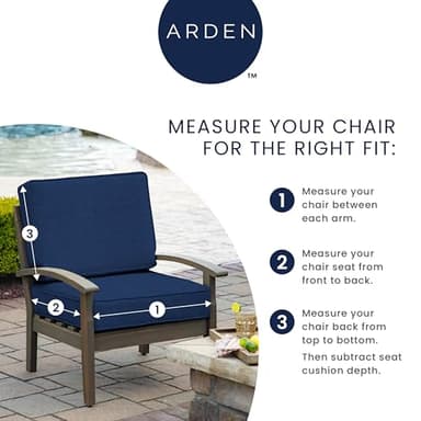 Arden Outdoor Deep Seat Cushion Set, 22 in x 24 in, Weather-Proof, Rain-Proof, Fade Resistant Patio Cushion Sapphire Aurora Blue Damask - Image 3