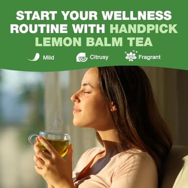 HANDPICK Lemon Balm Tea Bags – 100 Count | 100% Pure & Naturally Dried | Caffeine-Free Herbal Tea with Citrus Flavor & Aroma | Premium Lemon Balm Leaf for Calming and Digestion Support - Image 6