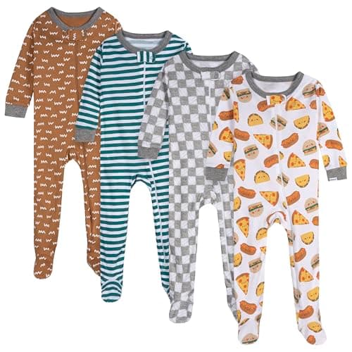 Onesies Brand Baby Boys' 4-Pack Footed Pajamas, Treats, 0-3 Months - Image 1