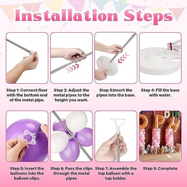 Voircoloria Balloon Stand Kit Set of 2, 7FT Adjustable Height Balloon Column Kit for Floor with Metal Telescopic Pillar for Halloween Thanksgiving Day New Years 2025 Gender Reveal Party Decorations - Image 5