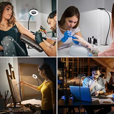 iZELL Desk Lamp, [3 Color Modes & 10 Brightness] LED Reading Light with Clamp, Flexible Gooseneck Book Light for Kids Reading Book in Bed at Night Clip on Table, Headboard, Dorm - 15.8‘’ Black - Image 6